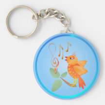 Orange Singing Bird Keychain