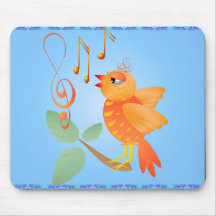 Orange Singing Bird Mousepad