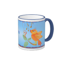 Orange Singing Bird Mugs