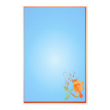 Orange Singing Bird Stationary Stationery Paper