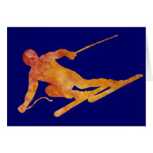 Orange Skiers Cards