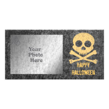 Orange Skull Distressed Photo Card