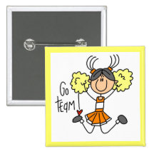 Orange Stick Figure Cheerleader t-shirts and Gifts Button