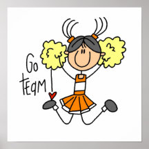 Orange Stick Figure Cheerleader t-shirts and Gifts Posters