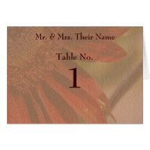 Orange Sunflower Flower Wedding Table Place Card