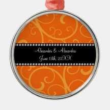Orange swirls wedding favors ornament