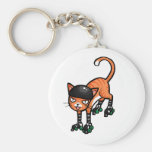 Orange tabby on rollerskates key chains
