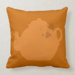 Orange tea pot throw pillow