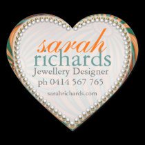 Orange Teal Floral Swirl CustomName Heart Stickers stickers