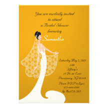 Orange & White Bride Bridal Shower Invitation