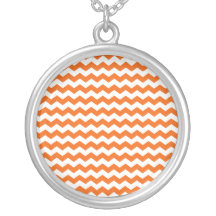 orange  white chevrons necklace