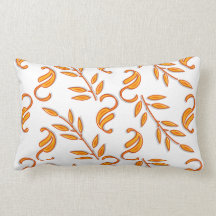 Orange white floral leaf pattern pillows