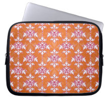 Orange White Pink Damask Pattern Computer Sleeve