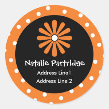 Orange & White Polka Dot Address Labels Stickers