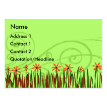 Orange  Wild Flowers Business Card Template