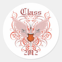Orange Winged Swords Class of Graduation Sticker