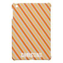 Orange yellow stripe pattern custom name personal ipad mini cases