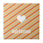 Orange yellow stripes heart modern display tile