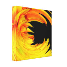 "Orange/YellowGerbera Daisy Warp" Wrapped Canvas Canvas Print