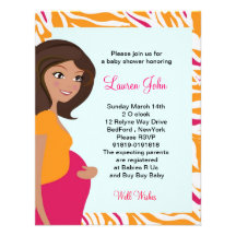 Orange Zebra Baby Shower invitation