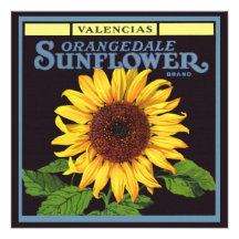 Orangedale Sunflower Vintage Fruit Crate Label Art Personalized Invitation