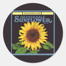 Orangedale Sunflower Vintage Fruit Crate Label Art Round Stickers
