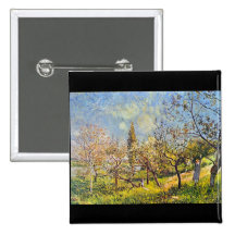 Orchard in spring by Alfred Sisley Button