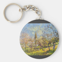 Orchard in spring by Alfred Sisley Keychains