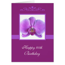 Orchid 80th Birthday Card