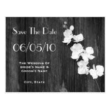 Orchid & Barnwood Wedding Save The Date Postcard