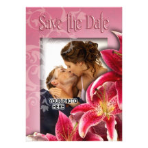 Orchid Cascade Save the Date Photo Personalized Invite
