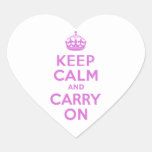 Orchid Keep Calm and Carry On Heart Stickers