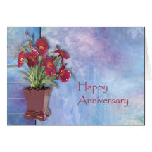 Orchids and Watercolor Anniversary Greeting Cards