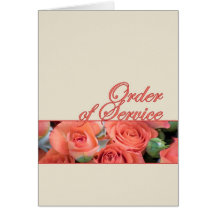 Order Of Service Wedding Card Roses Peach & Cream