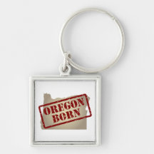 Oregon Born - Stamp on Map Key Chains