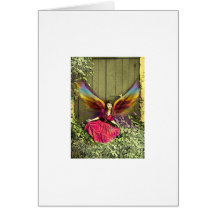 oriental pink fairy girl greeting cards