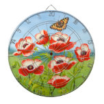 Oriental Poppy Butterfly Garden Dart Board