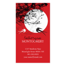 Oriental Swallows Birds Moonlight Tree Branches Ze Business Card Templates