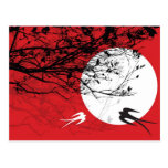 Oriental Swallows in Moonlight Postcard