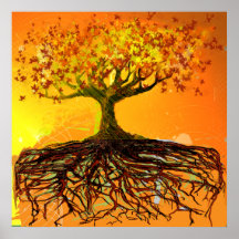 Original Art- Distressed Grunged Roots Tree Poster