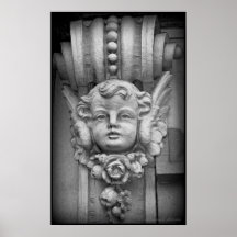 Original Fine Art Print Gothic Cherub Carving