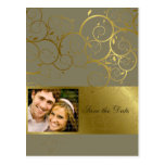 Ornamental Gold Spiral Vine Save The Date Postcard