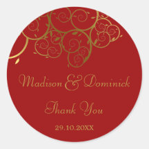 Ornamental Golden Spiral Vine Thank You Sticker