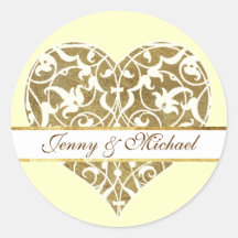 Ornamental Heart Round Sticker