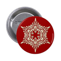 ORNAMENTAL SNOWFLAKE PINBACK BUTTON