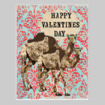 Ornate Boho Camels Valentines Day Postcard postcards
