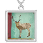 Ornate Bronze Buck Teal  Necklace