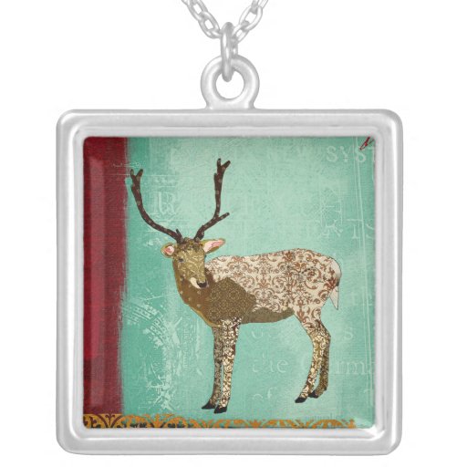 Ornate Bronze Buck Teal  Necklace