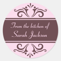 Ornate brown and pale pink kitchen labels sticker