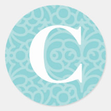 Ornate Floral Monogram - Letter C Round Sticker